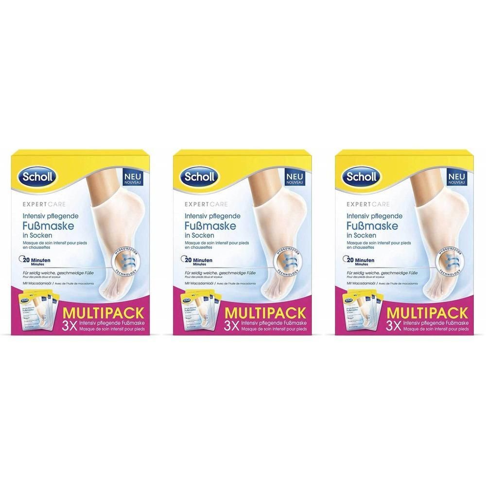 Scholl Fußmaske in Socken Multipack 3x. Intensiv pflegende Maske für weiche, geschmeidige Füße.