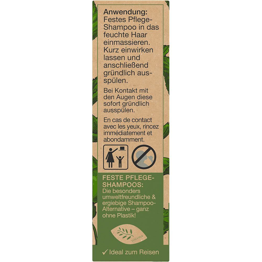 Seitenansicht der Verpackung mit Anwendungshinweisen und Umweltinformationen.