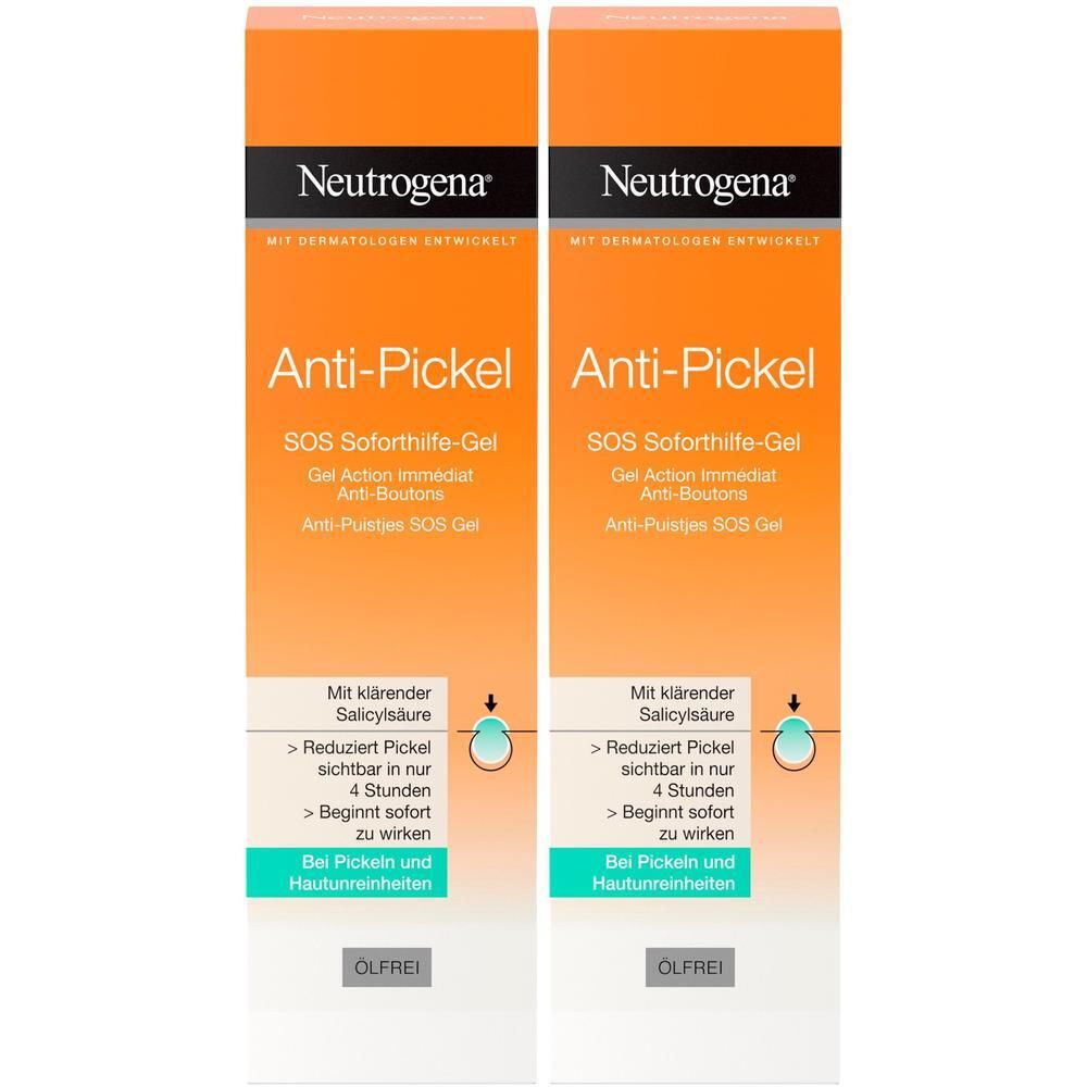 Zwei Packungen Neutrogena Anti-Pickel SOS Soforthilfe Gel mit Salicylsäure, ölfrei.