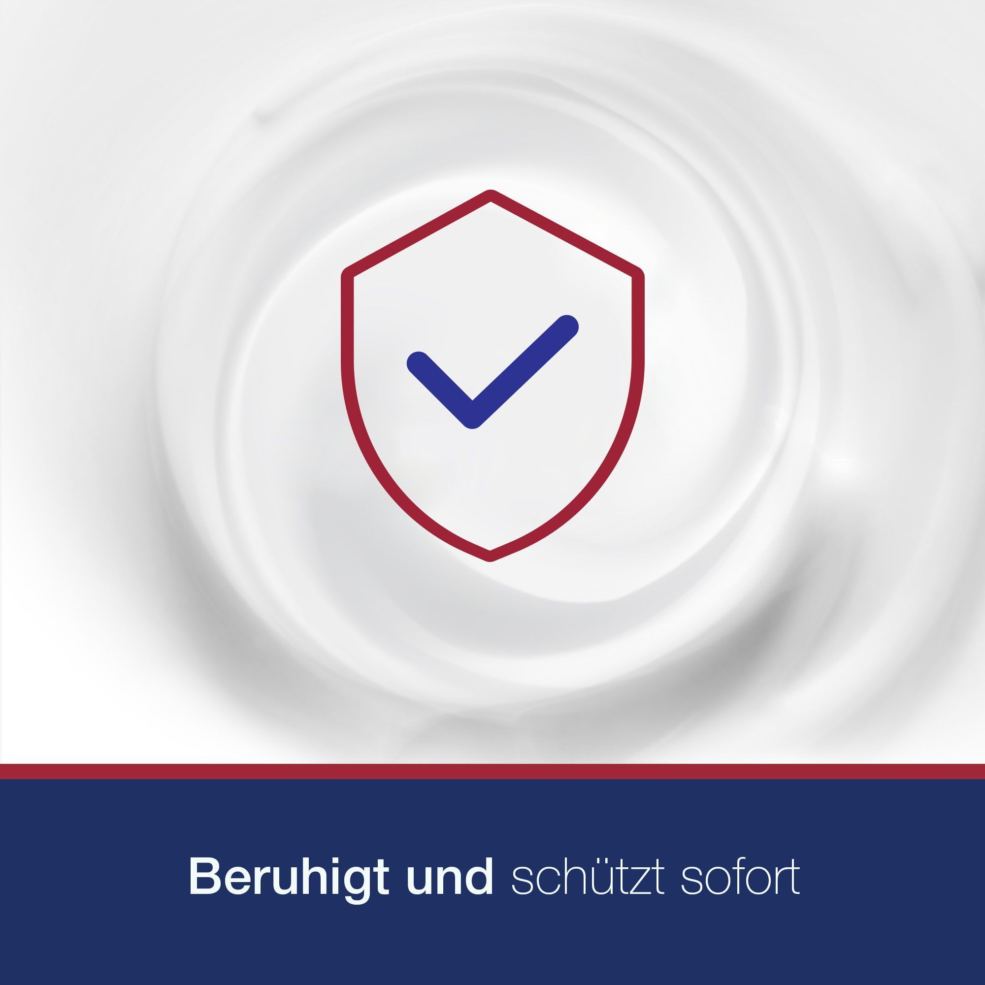 Schild-Symbol mit Häkchen, das die beruhigende und schützende Wirkung der Neutrogena Handmaske anzeigt.