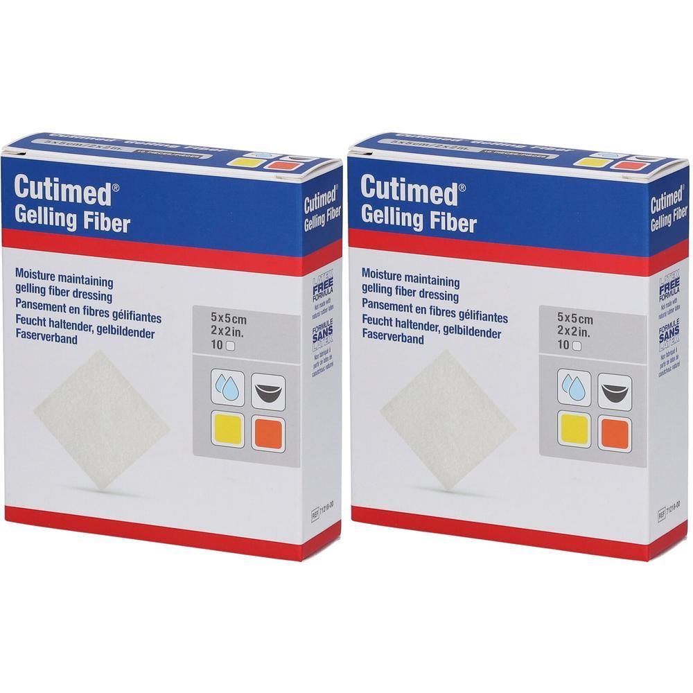 Cutimed Gelling Fiber Kom.5x5 cm Hydrofaserverband x2 2x10 St Kompressen