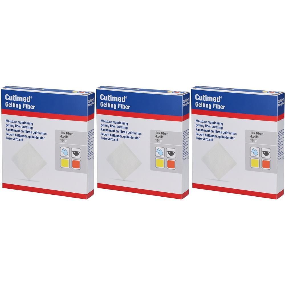 Cutimed Gelling Fiber Kom.10x10 cm Hydrofaserverb. x3 3x10 St Kompressen