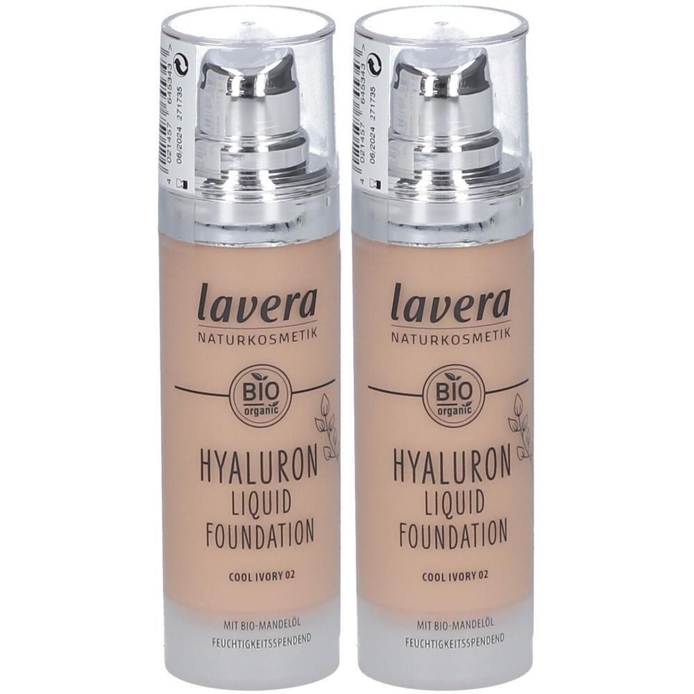 Zwei Flaschen Lavera Hyaluron Liquid Foundation, Cool Ivory 02.