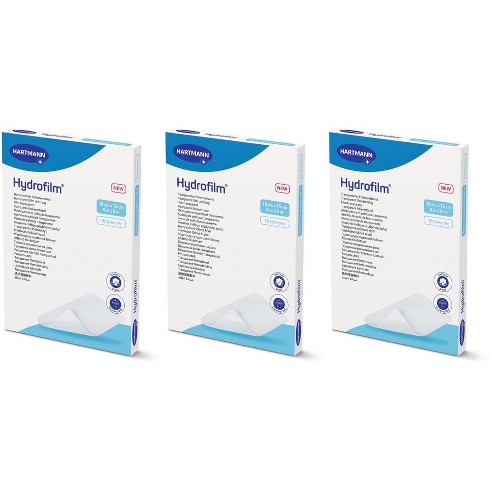 Hydrofilm transparenter Folienverband 10x15 cm x3 3x10 St Verband