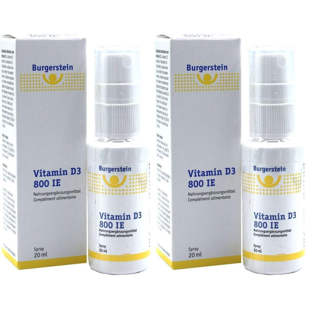 Zwei Packungen Burgerstein Vitamin D3 800 IE Spray, 20 ml.