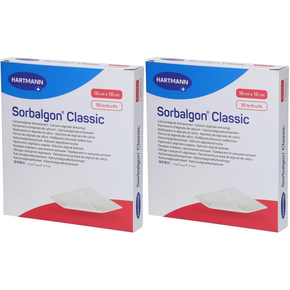 Sorbalgon Classic 10x10 cm Calciumalginat-Kompr. x2 2x10 St Verband