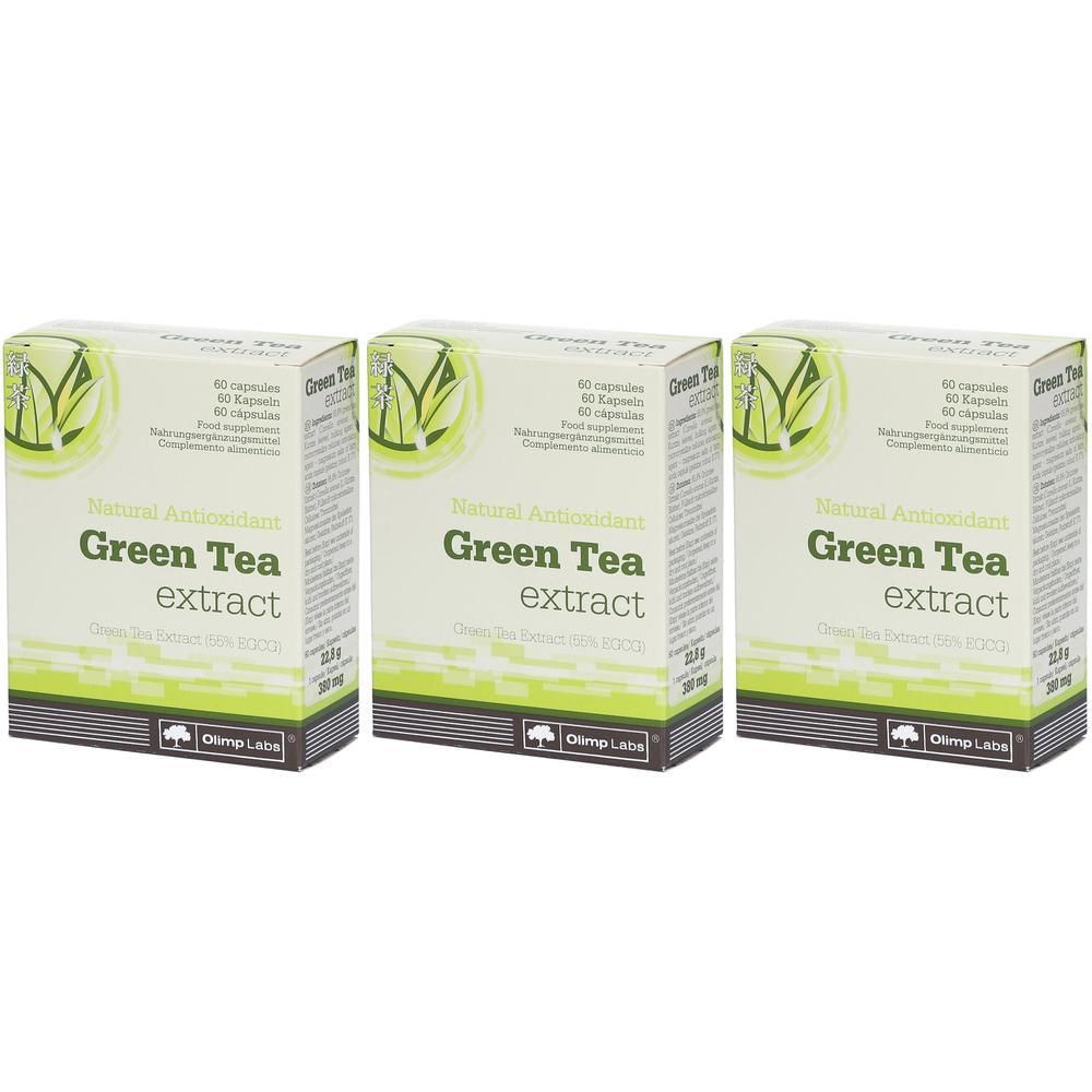 Drei Packungen Olimp Labs Green Tea Extract Kapseln. Natürliche Antioxidantien.