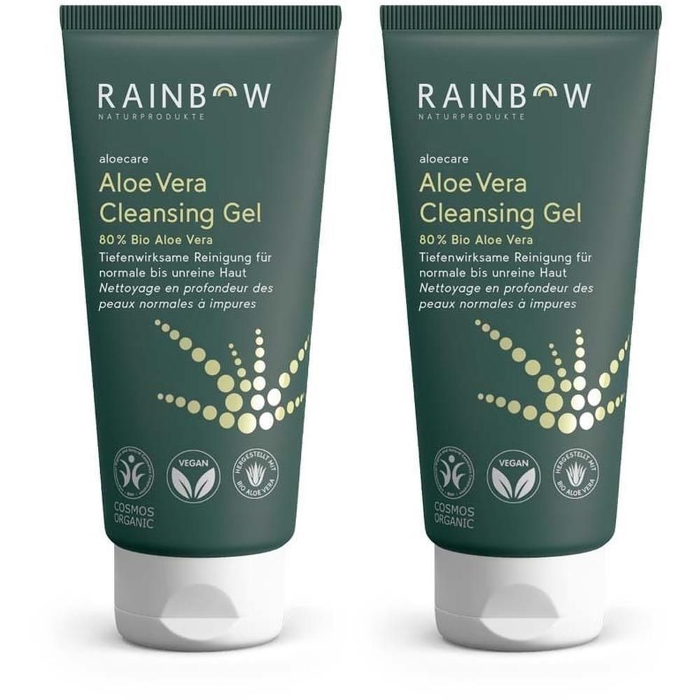 Zwei Tuben Rainbow aloecare Aloe Vera Cleansing Gel mit 80% Bio Aloe Vera.