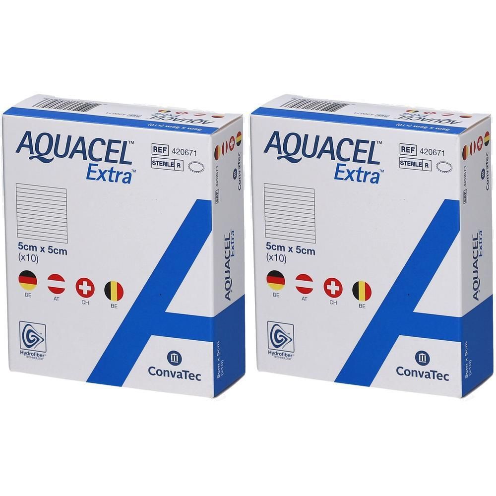 Aquacel Extra 5x5 cm Verband x2 2x10 St Kompressen