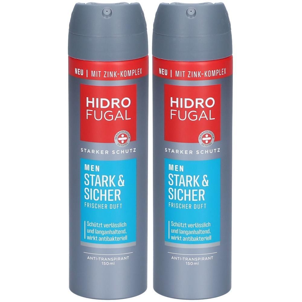 Zwei Hidrofugal Deospray-Flaschen für Männer, Stark & Sicher, mit Zink-Komplex.