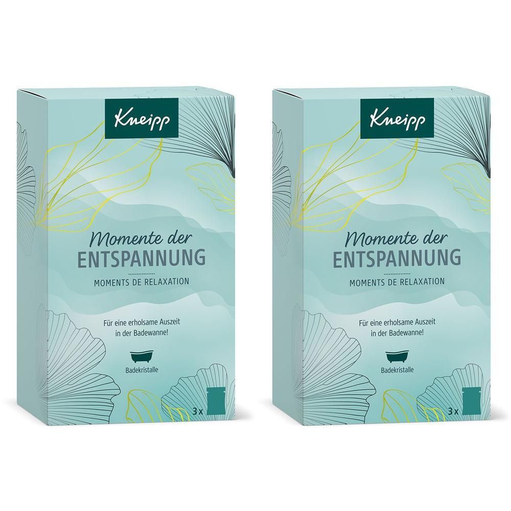 Zwei Packungen Kneipp Geschenkset Momente der Entspannung mit floralem Design.