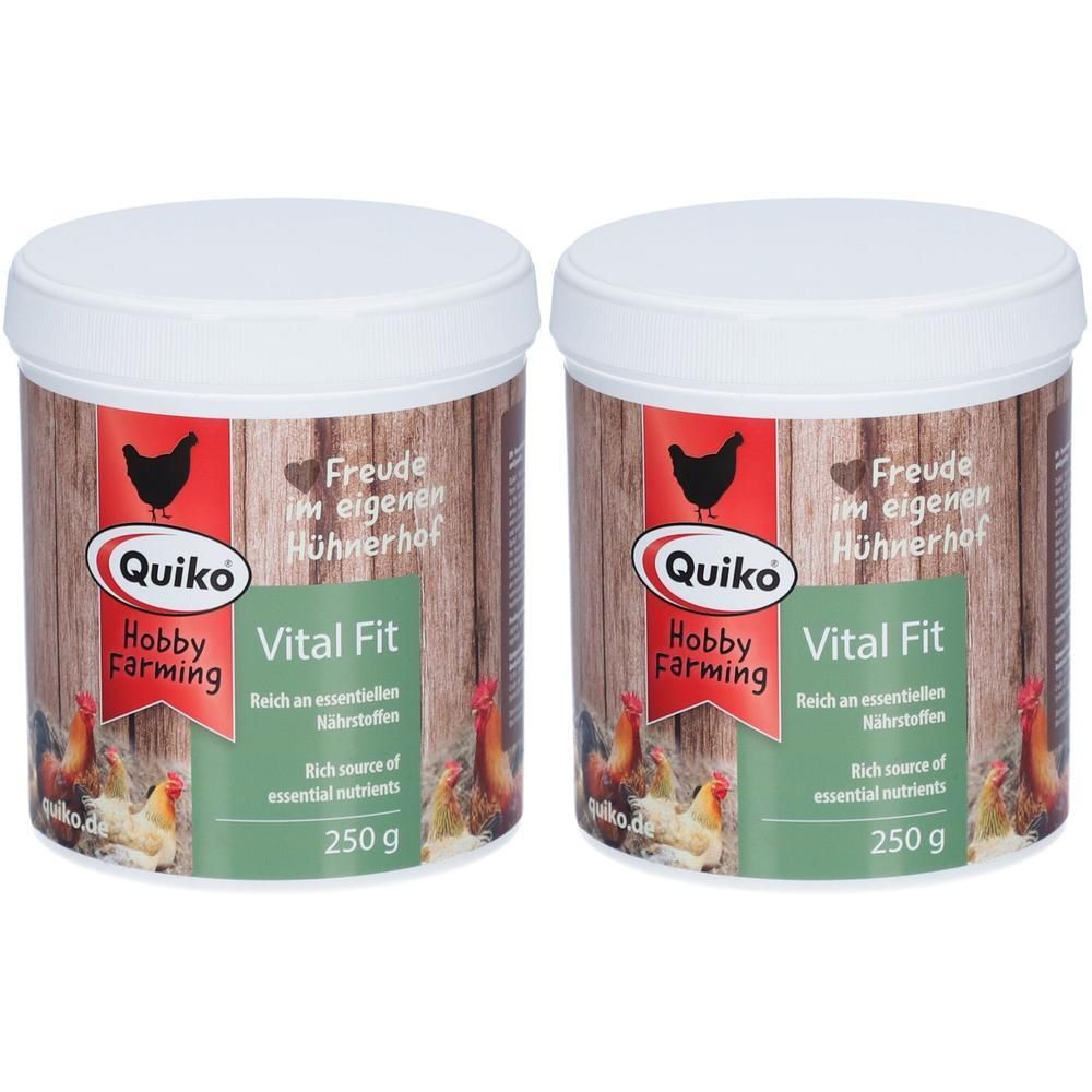 Zwei Quiko Vital Fit Dosen mit je 250g Inhalt, für Hühner.