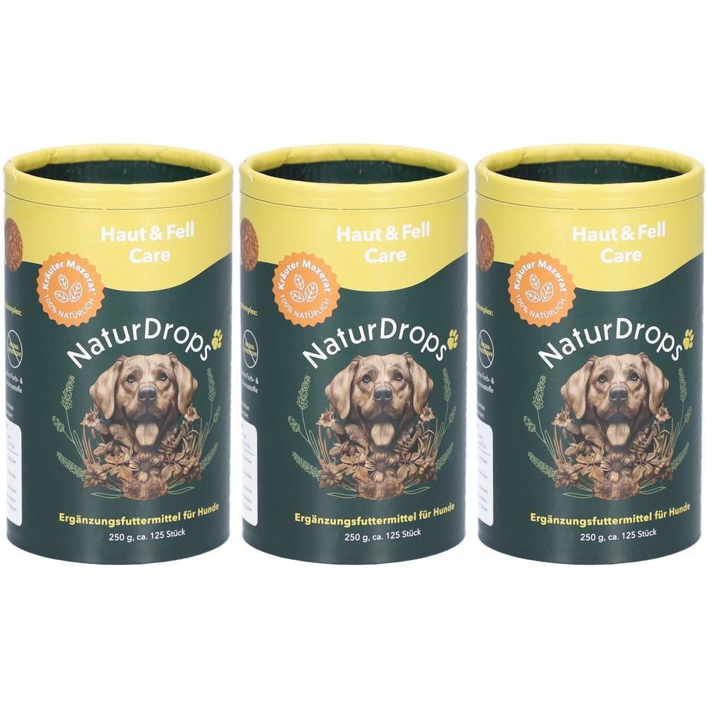 Naturdrops Haut & Fell Care Erg.Futterm.f.Hunde x3 3x250 g
