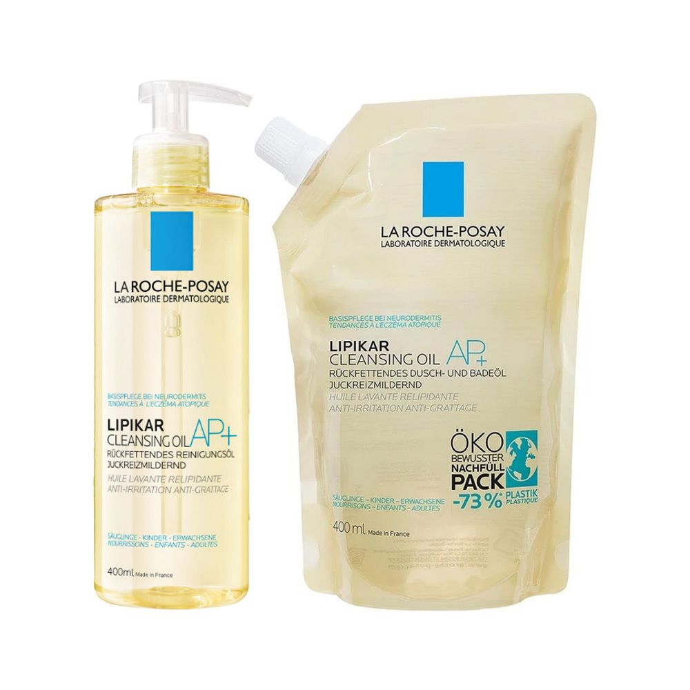 La Roche Posay Lipikar Dusch- und Badeöl AP+ Rückfettendes Duschgel + Roche-Posay Lipik 2x400 ml Öl
