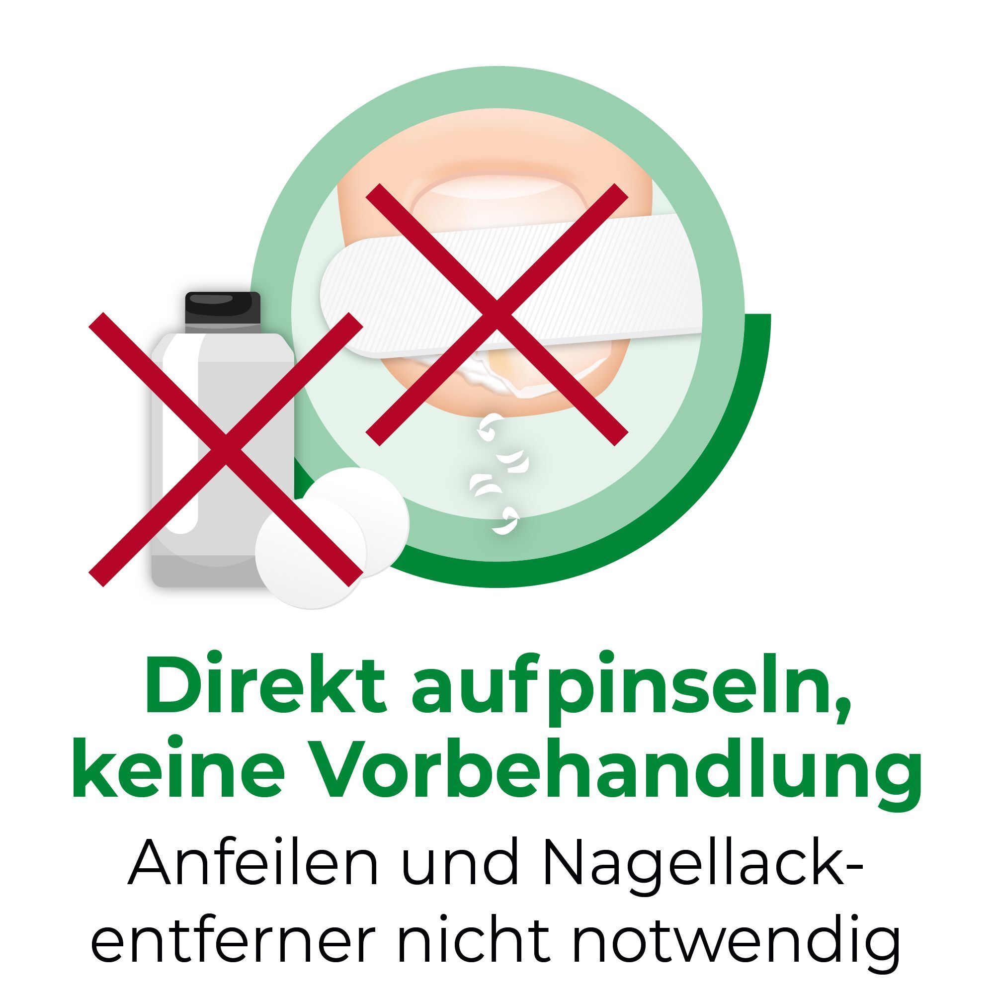 Symbol: Kein Anfeilen oder Nagellackentferner nötig für CICLOPIROX Nagellack.