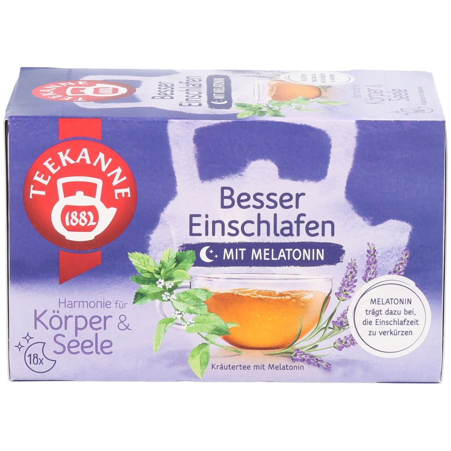 Teekanne Besser Einschlafen Kräutertee mit Melatonin. Harmonie für Körper & Seele.