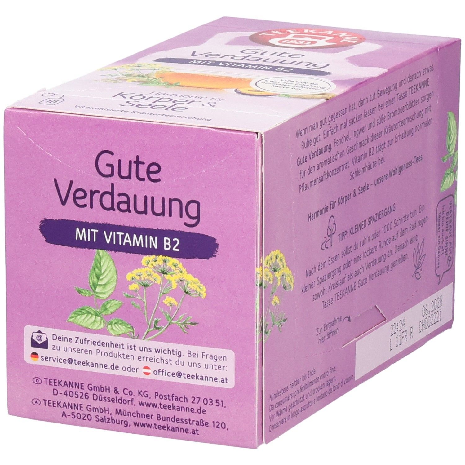 Seite Teekanne Gute Verdauung Tee: Kontaktinformationen, Herstelleradresse.