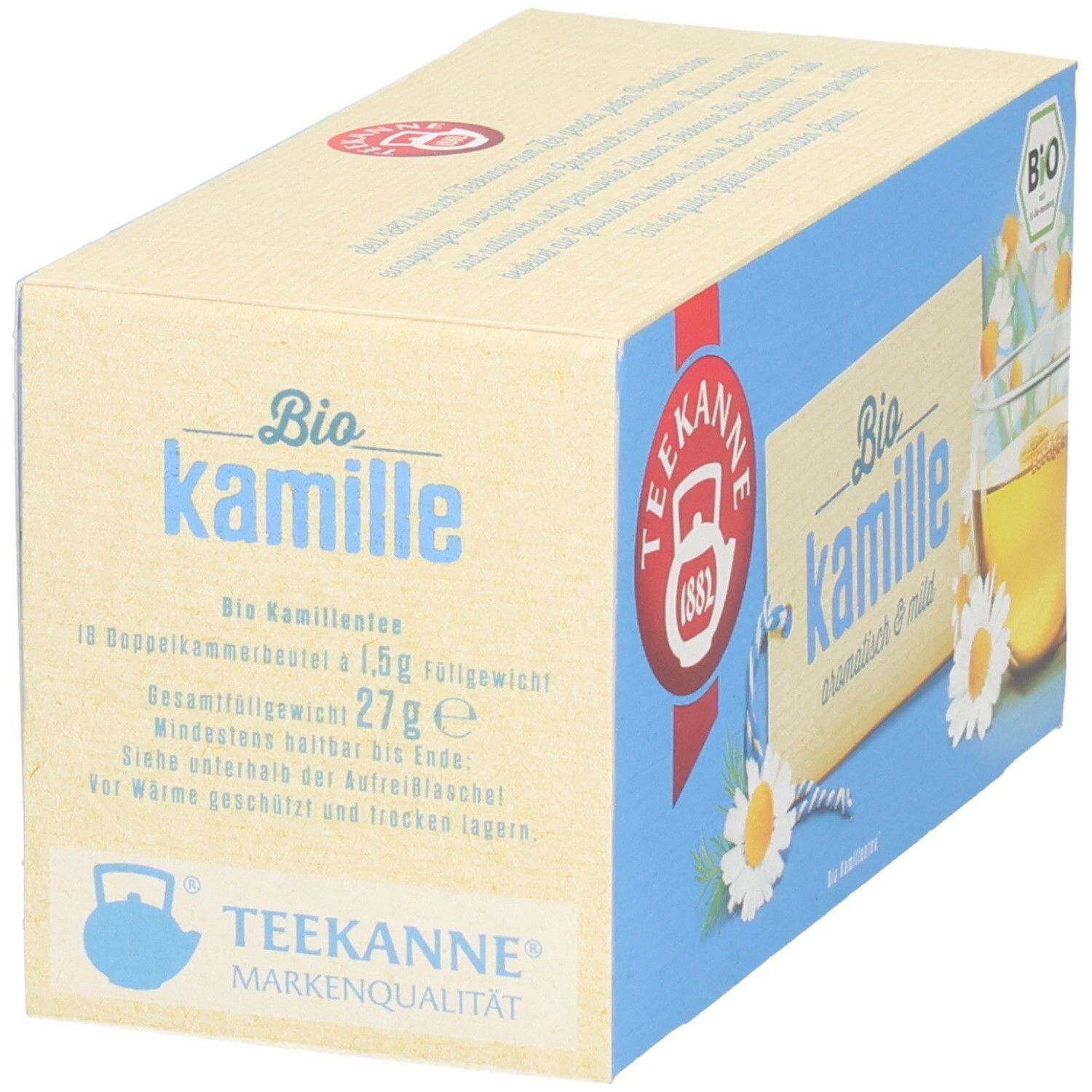 Teekanne Bio Kamille, 18 Doppelkammerbeutel