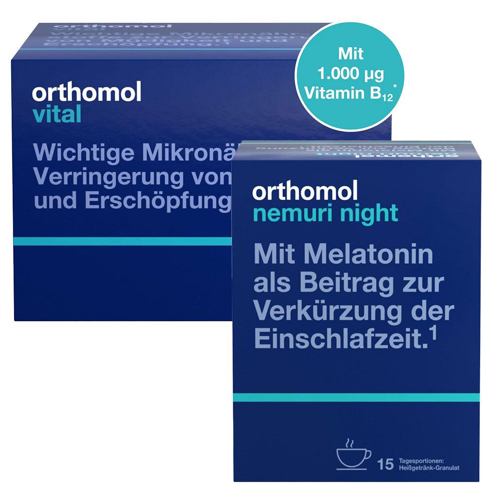 Orthomol Vital Trinkfläschchen/Kapseln Kombipack. + nemuri night Granulat 1 St Set