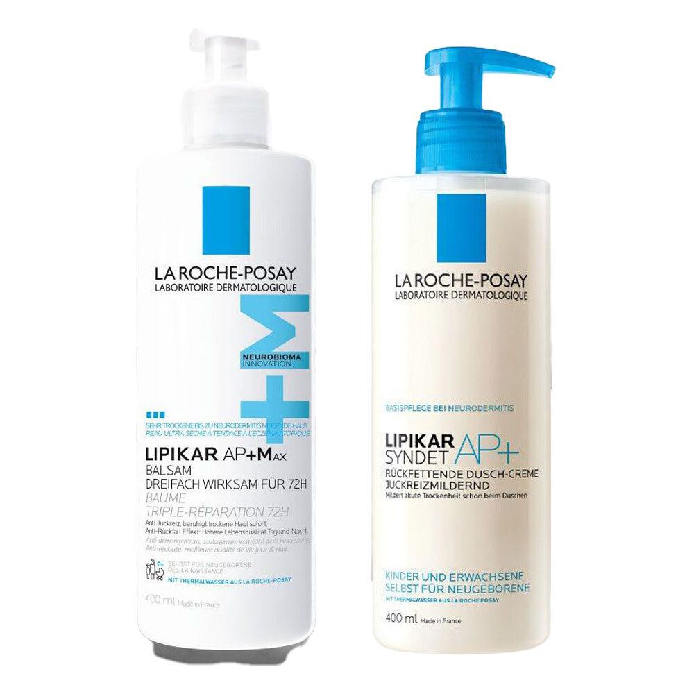 La Roche-Posay Lipikar Balsam AP+Max + Roche Posay Syndet AP+ Rückfettendes Dus 400+400 ml Set