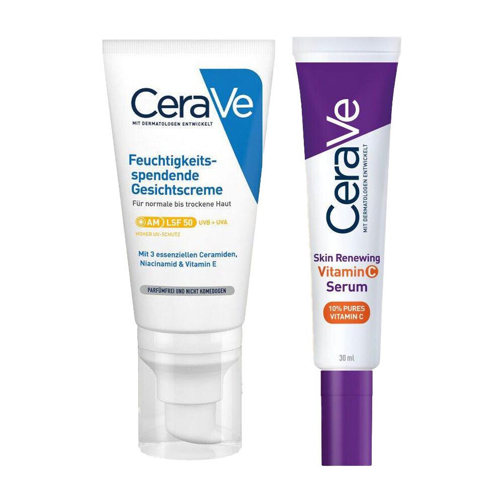CeraVe Skin Renewing Vitamin C Serum + Feuchtigkeitsspendende Gesichtscreme mit LSF 1 St Set