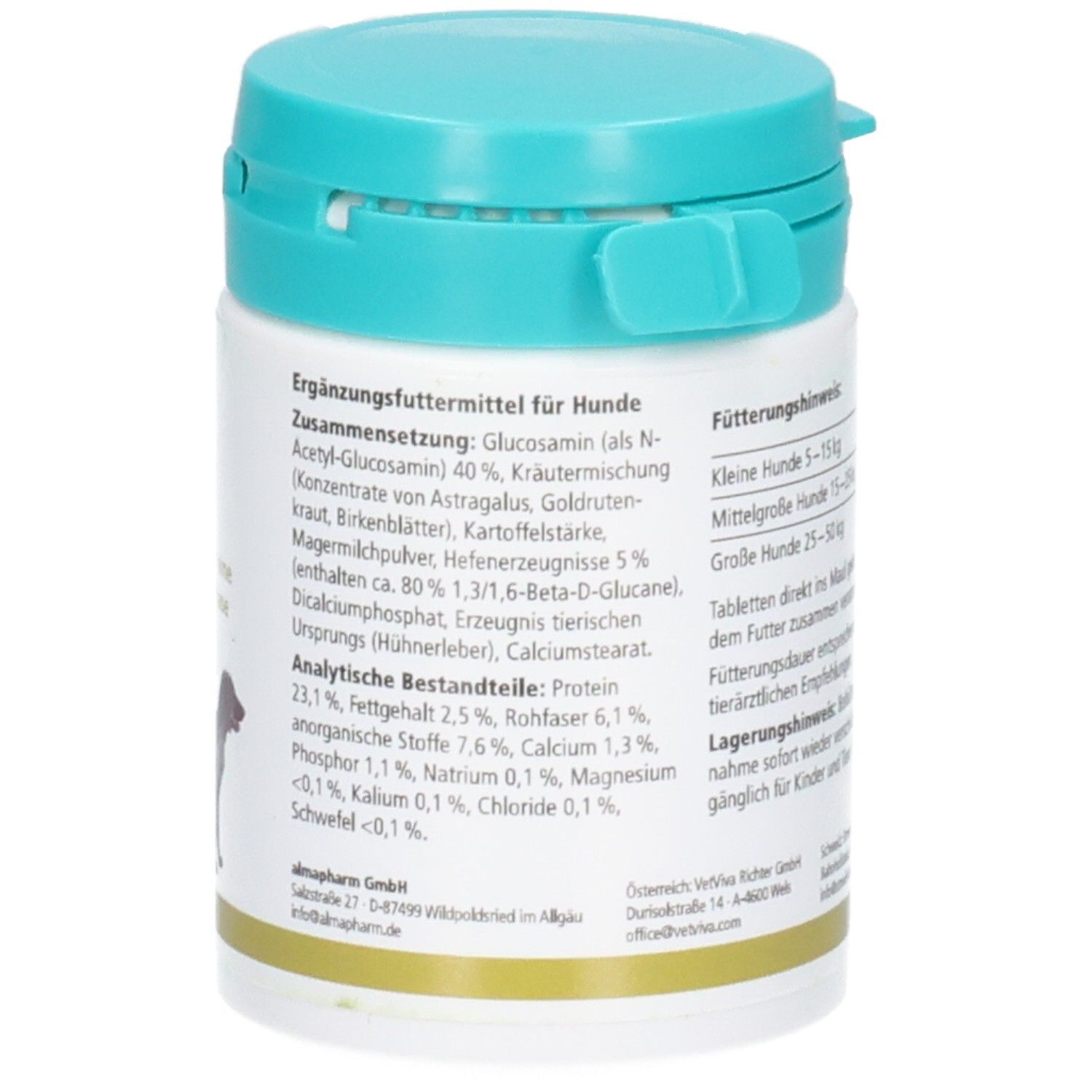 Almapharm UTI: Analytische Bestandteile wie Protein, Fett und Rohfaser. Enthält Mineralstoffe.