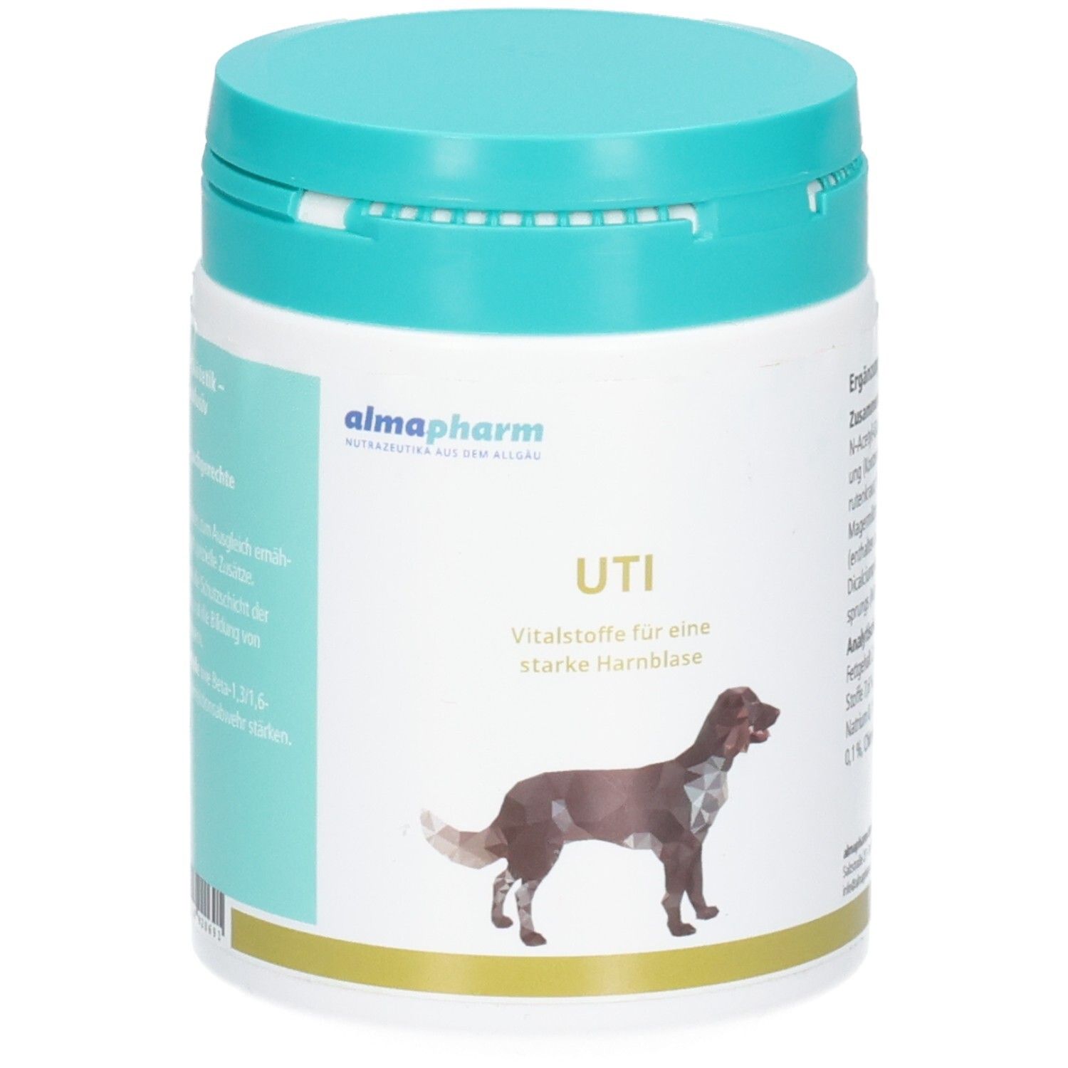 Almapharm UTI Dose mit Hundesilhouette, für Harnblase.