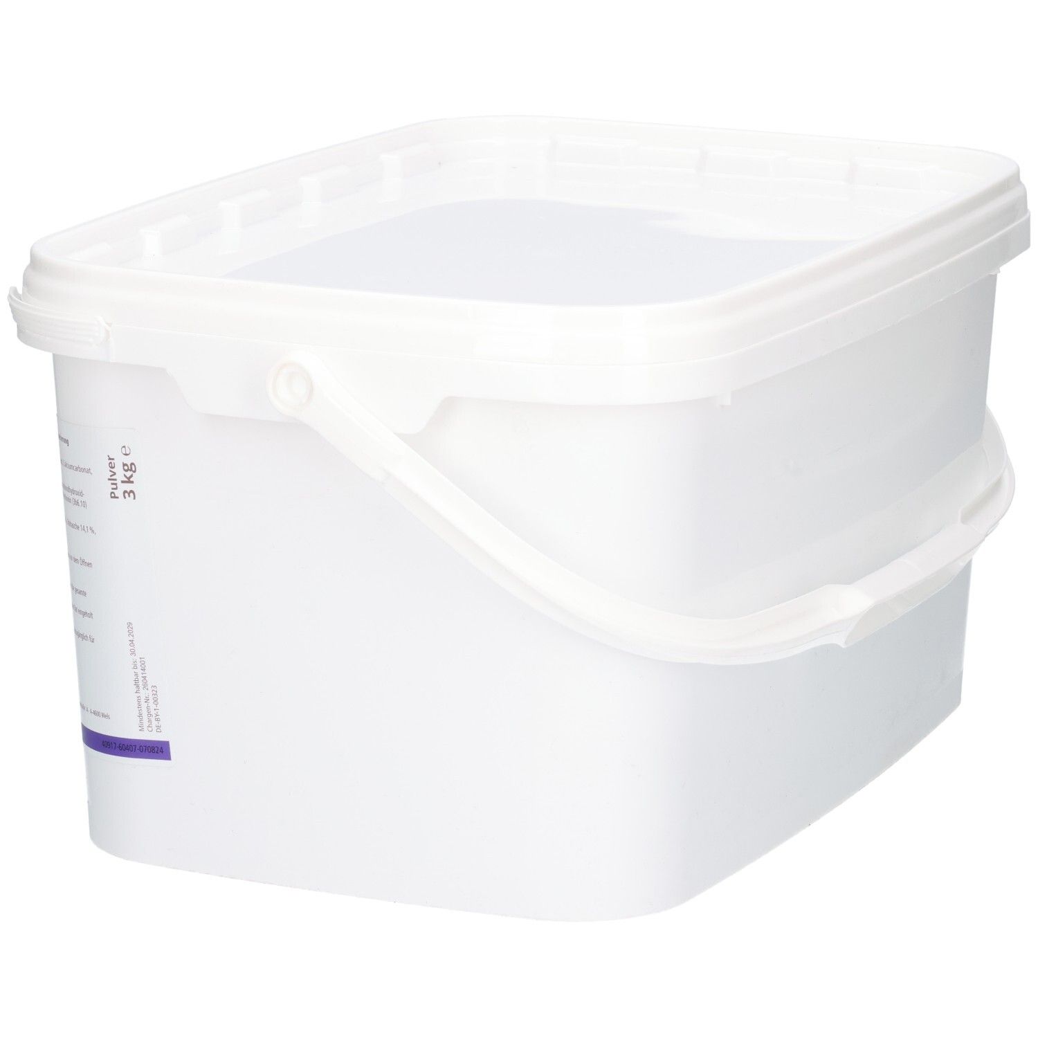 Weißer Eimer mit Henkel, 3 kg.