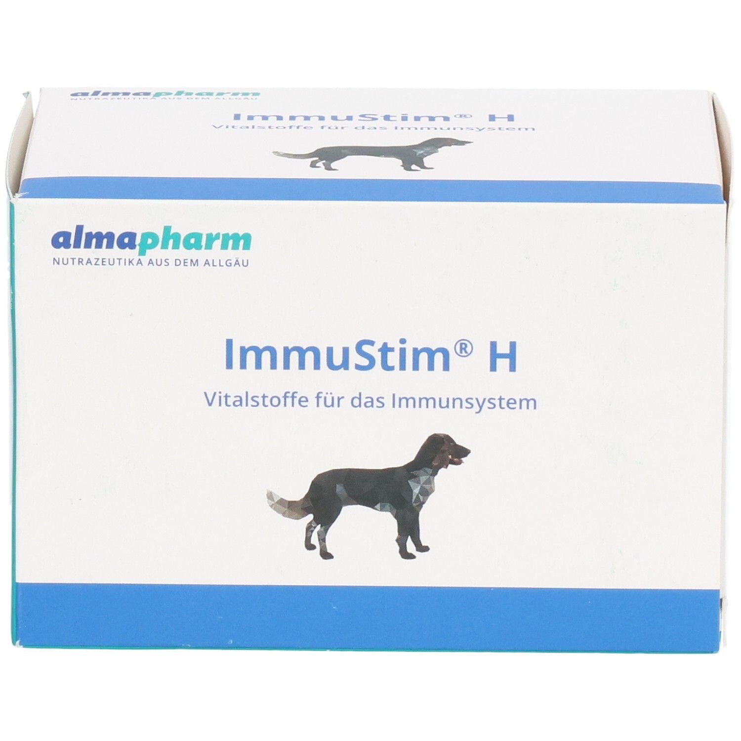 Packung ImmuStim H Vitalstoffe für das Immunsystem mit Hund-Illustration.