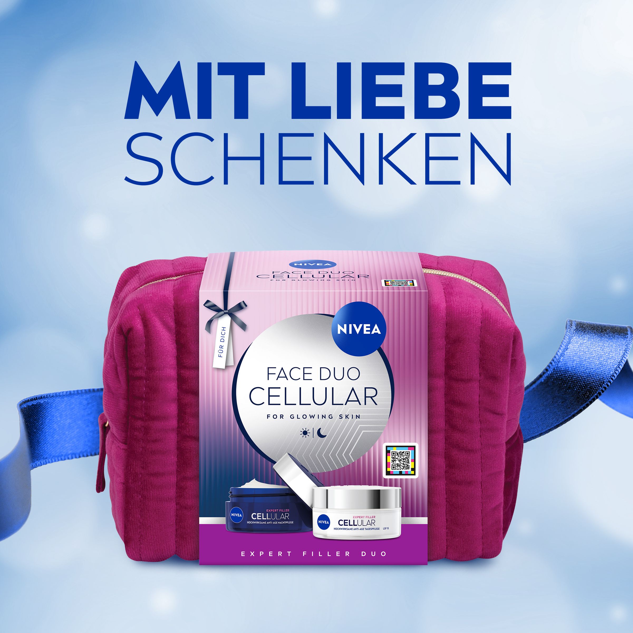 Nivea Cellular Expert Filler Duo Kosmetiktasche mit Tages- und Nachtcreme.