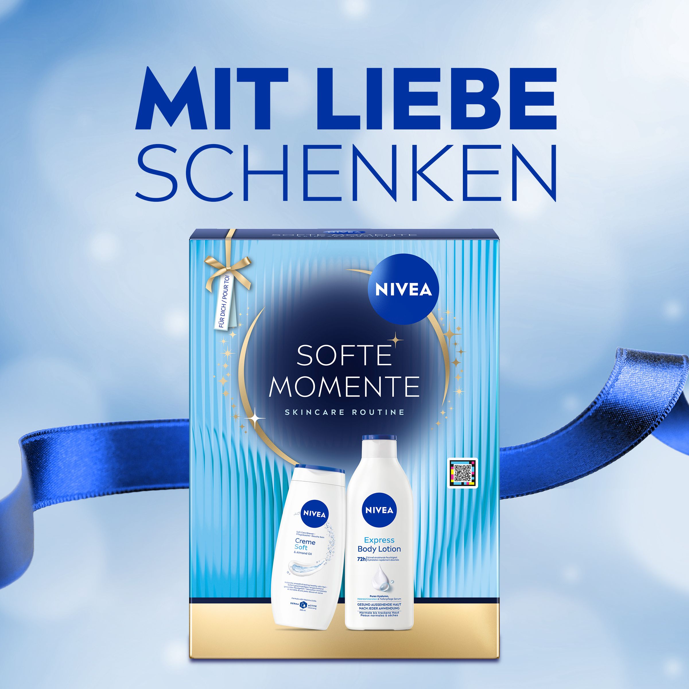 NIVEA Geschenkset 'Softe Momente' mit Duschgel und Express Body Lotion.