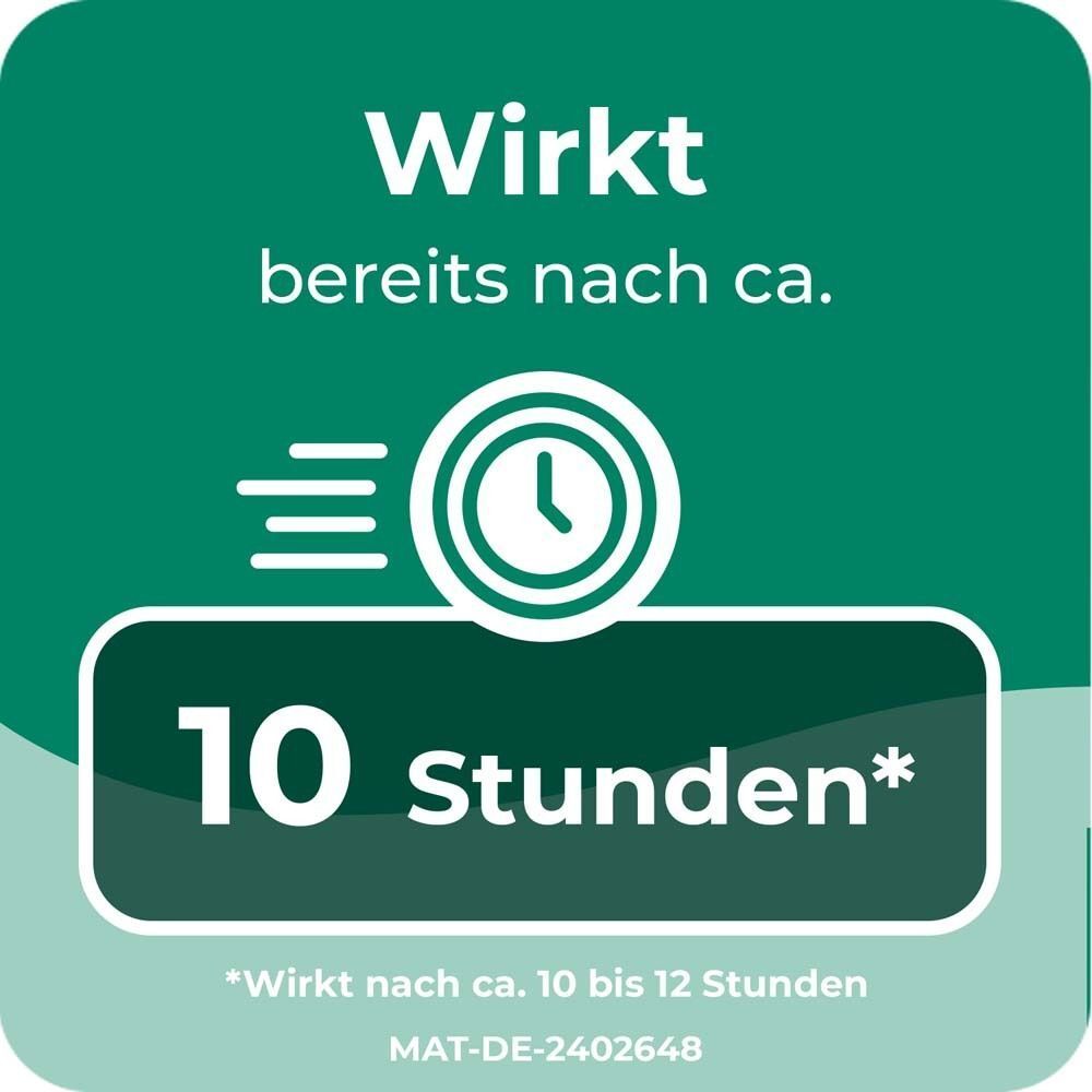 Symbol zeigt Wirkung nach 10 Stunden.