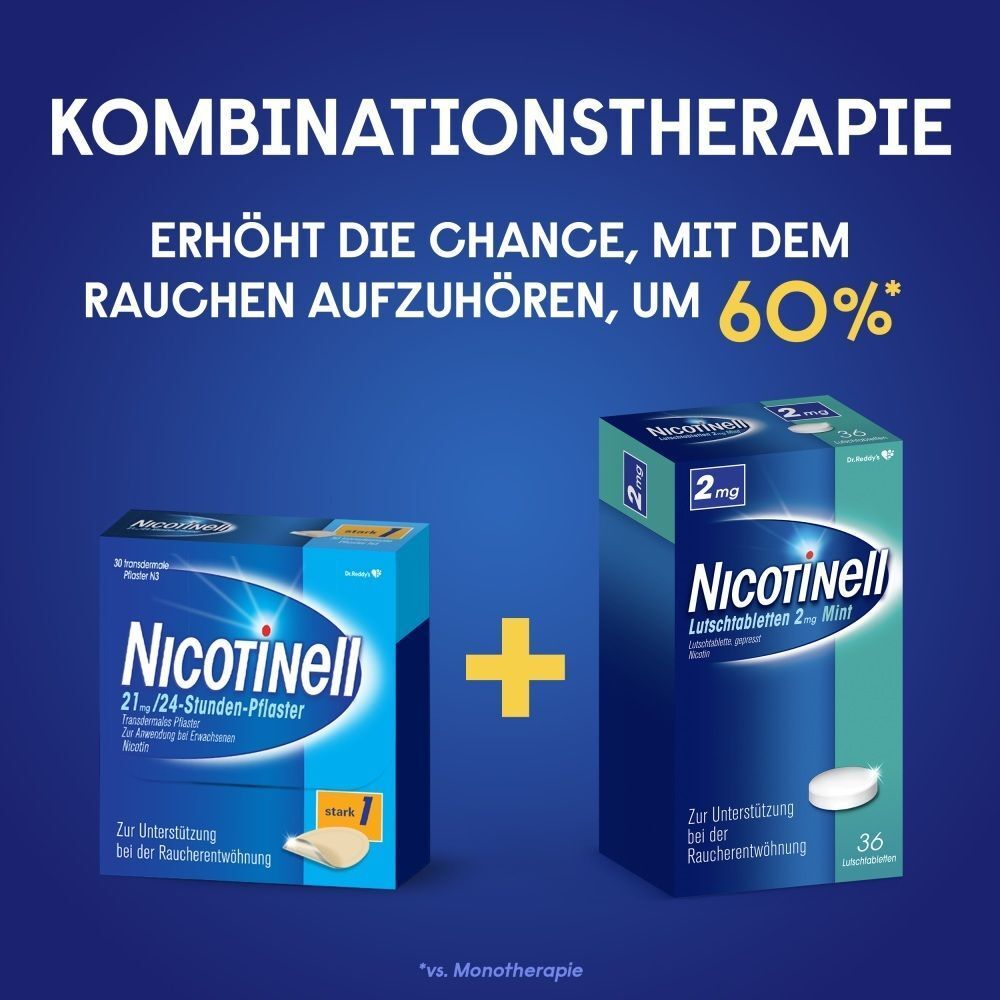 Kombinationstherapie: Nicotinell® Pflaster und Lutschtabletten zur Raucherentwöhnung.