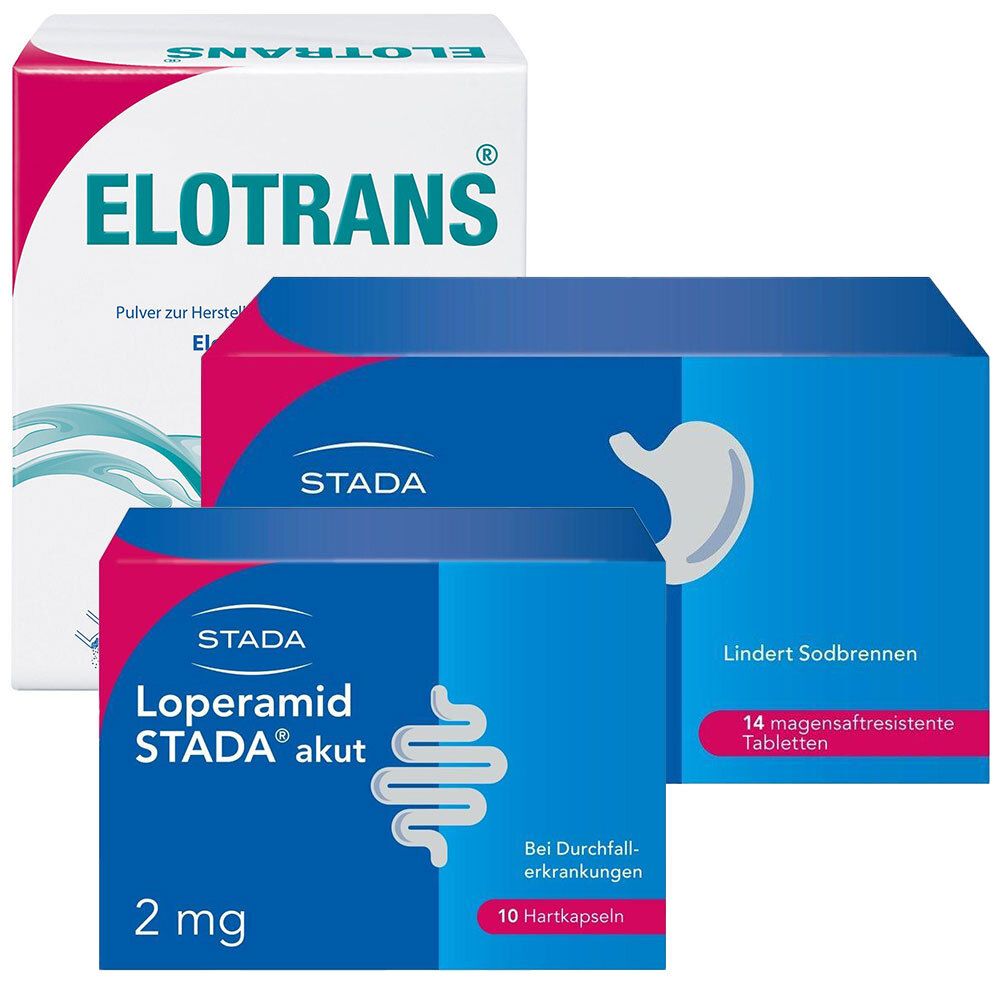 Loperamid Stada akut 2 mg Hartkapseln + Pantoprazol protect 20 magensaftres.Tabl. 10+14+20 St Set