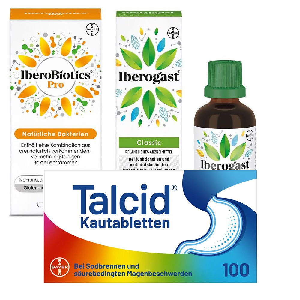 Iberogast Classic Flüssigkeit zum Einnehmen + Talcid Kautabletten Iberobiotics Pro Kapse 1 St