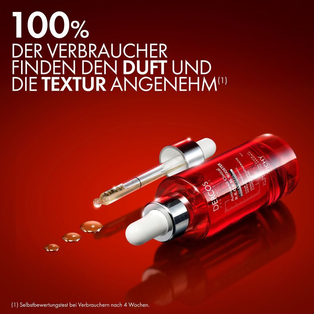 Vichy Dercos Aminexil Clinical R.E.G.E.N. Booster Fläschchen mit Pipette und Serum-Tropfen.