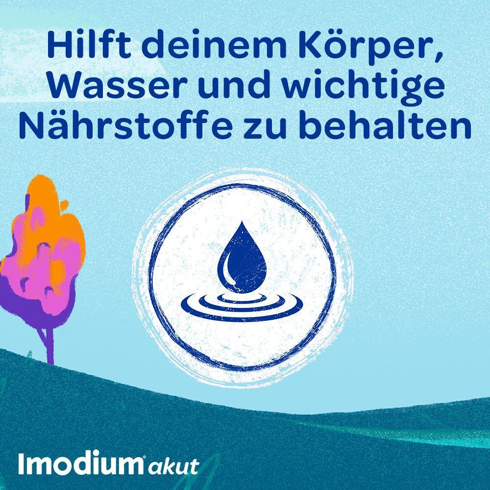 IMODIUM akut lingual: Hilft dem Körper, Wasser und Nährstoffe zu behalten.