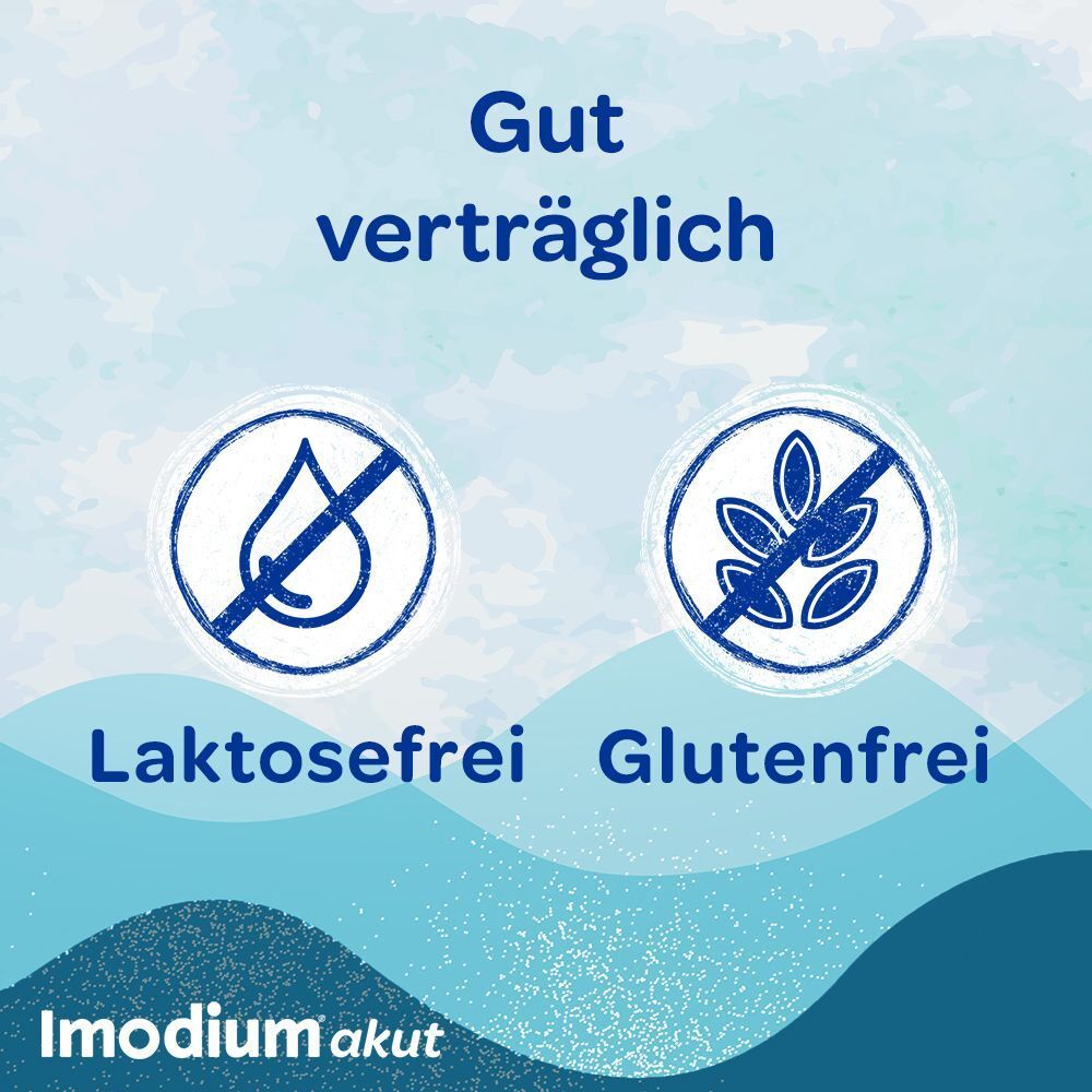 IMODIUM akut lingual: Gut verträglich, laktosefrei und glutenfrei.