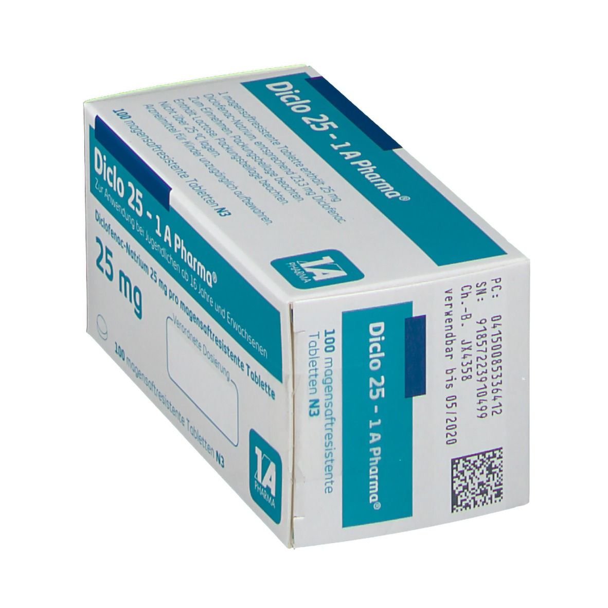 Diclo 25-1A Pharma magensaftresistente Tabletten 100 St magensaftresistent