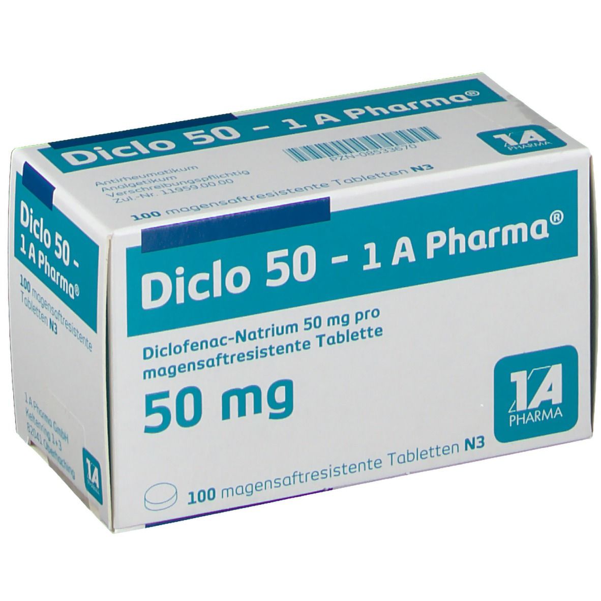 Diclo 50-1A Pharma magensaftresistente Tabletten 100 St magensaftresistent