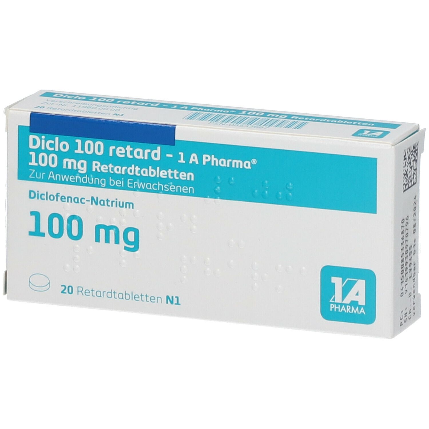 Diclo 100 retard-1A Pharma Retardtabletten 20 St Retard-Tabletten