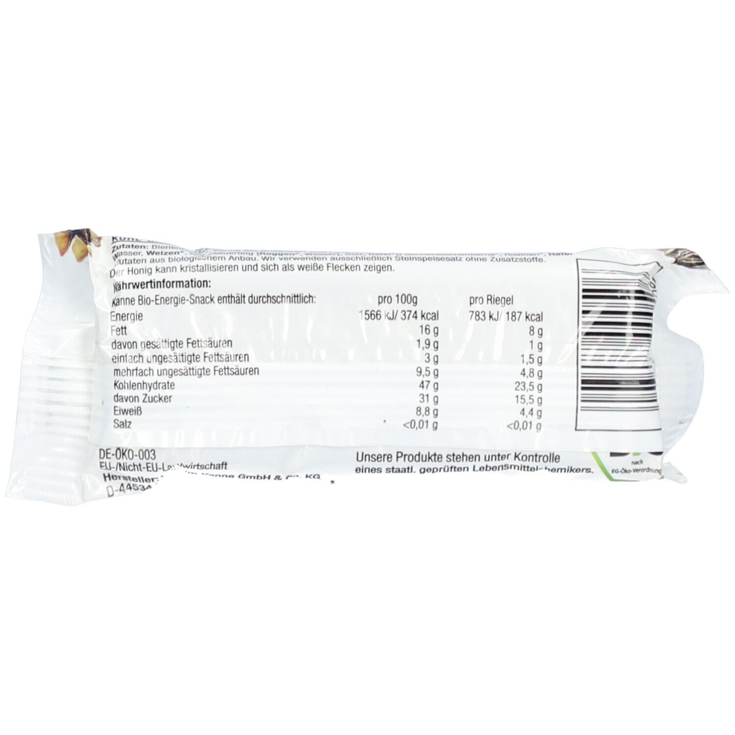 Kanne Energie Snack Riegel 50 g