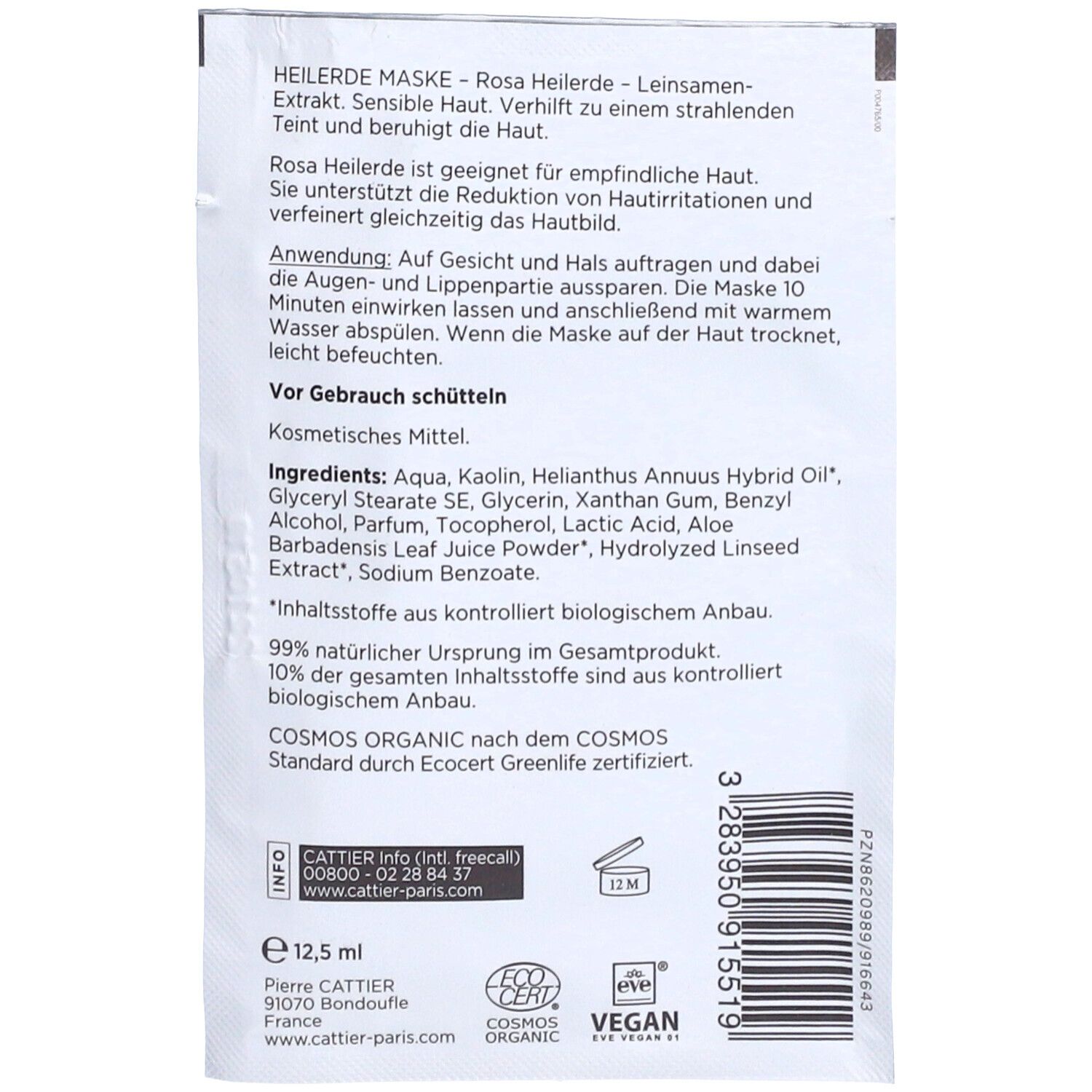 CATTIER Rosa Heilerde Maske Einmalanwendung