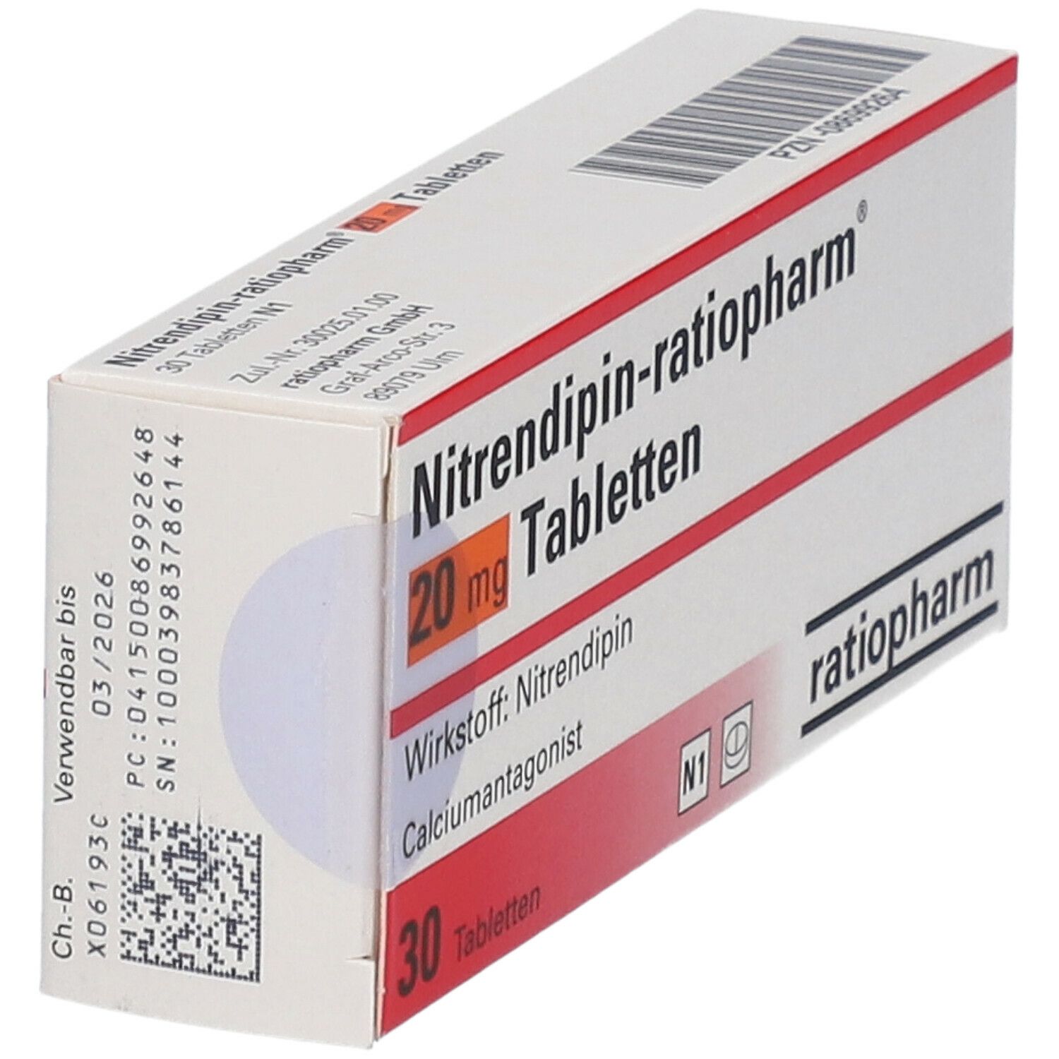 NITRENDIPIN-ratiopharm 20 mg Tabletten 30 St