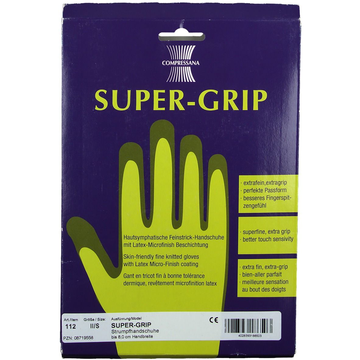 Compressana Supergrip Feinstrickhandschuh Größe 2