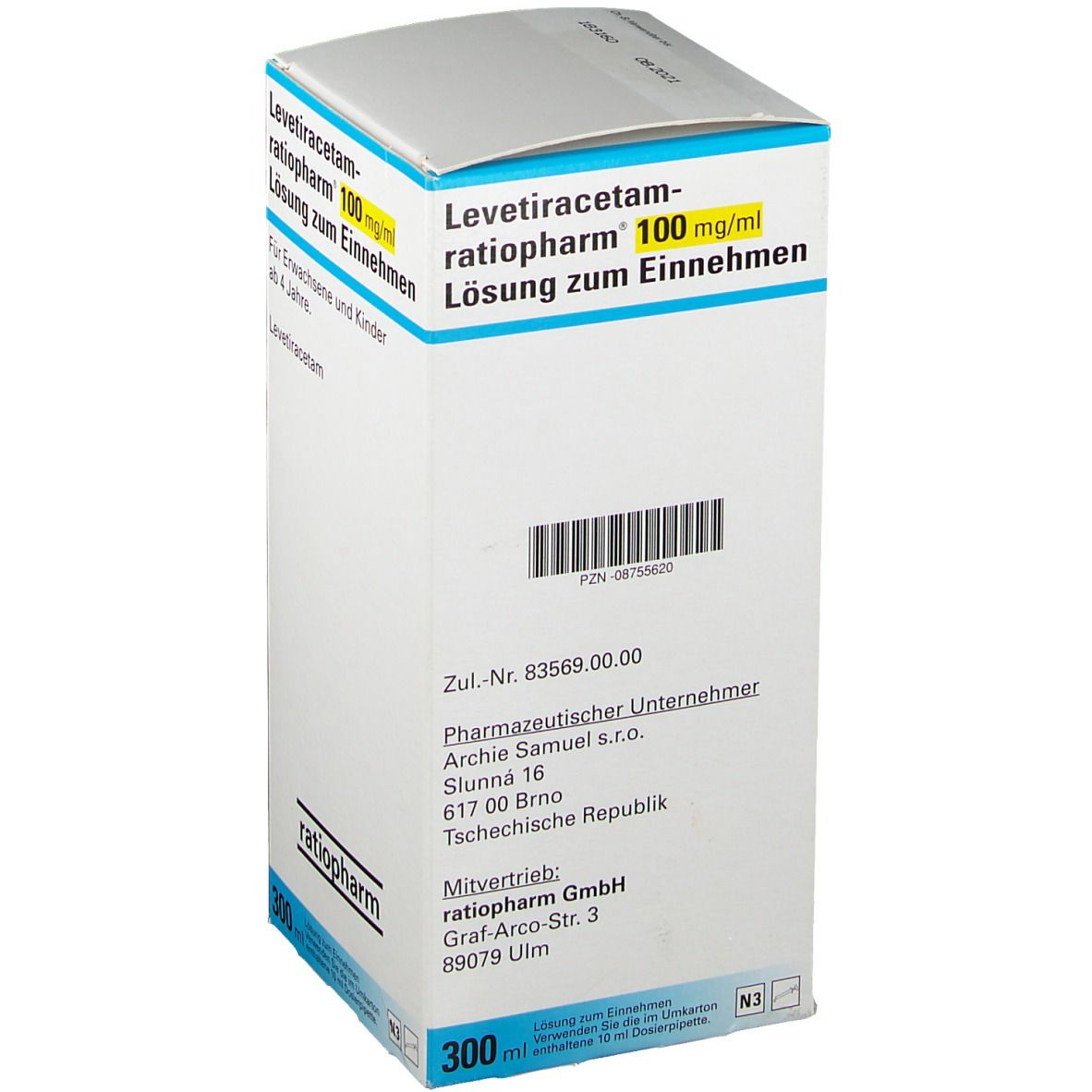 LEVETIRACETAM-ratio.100 mg/ml L.z.E.10ml Dos.Spr. 300 ml Lösung zum Einnehmen