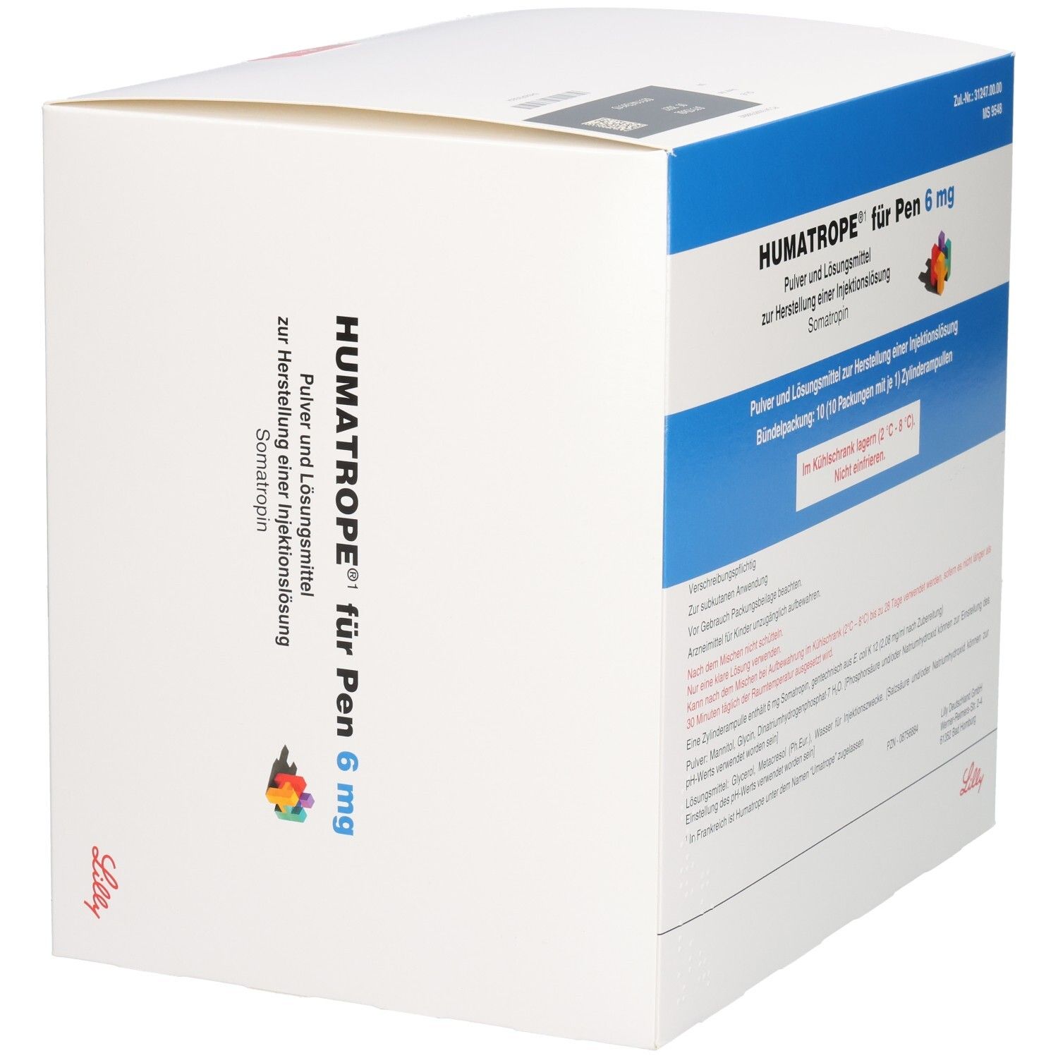 HUMATROPE für Pen 6 mg: Pulver und Lösungsmittel zur Herstellung einer Injektionslösung. Bündelpackung: 10 x 1 Zylinderampulle.