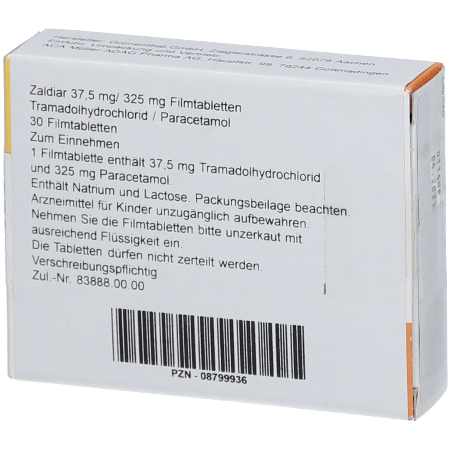 ZALDIAR 37,5 mg/325 mg