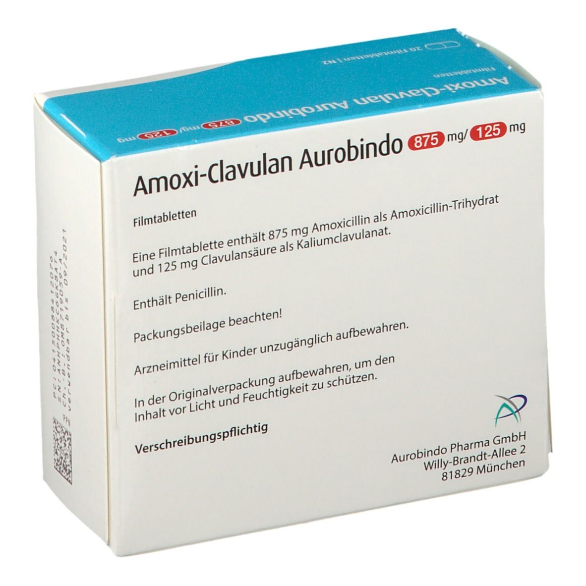 Amoxi-clavulan aurobindo 875 mg125 mg 20 st - shop-apotheke.com