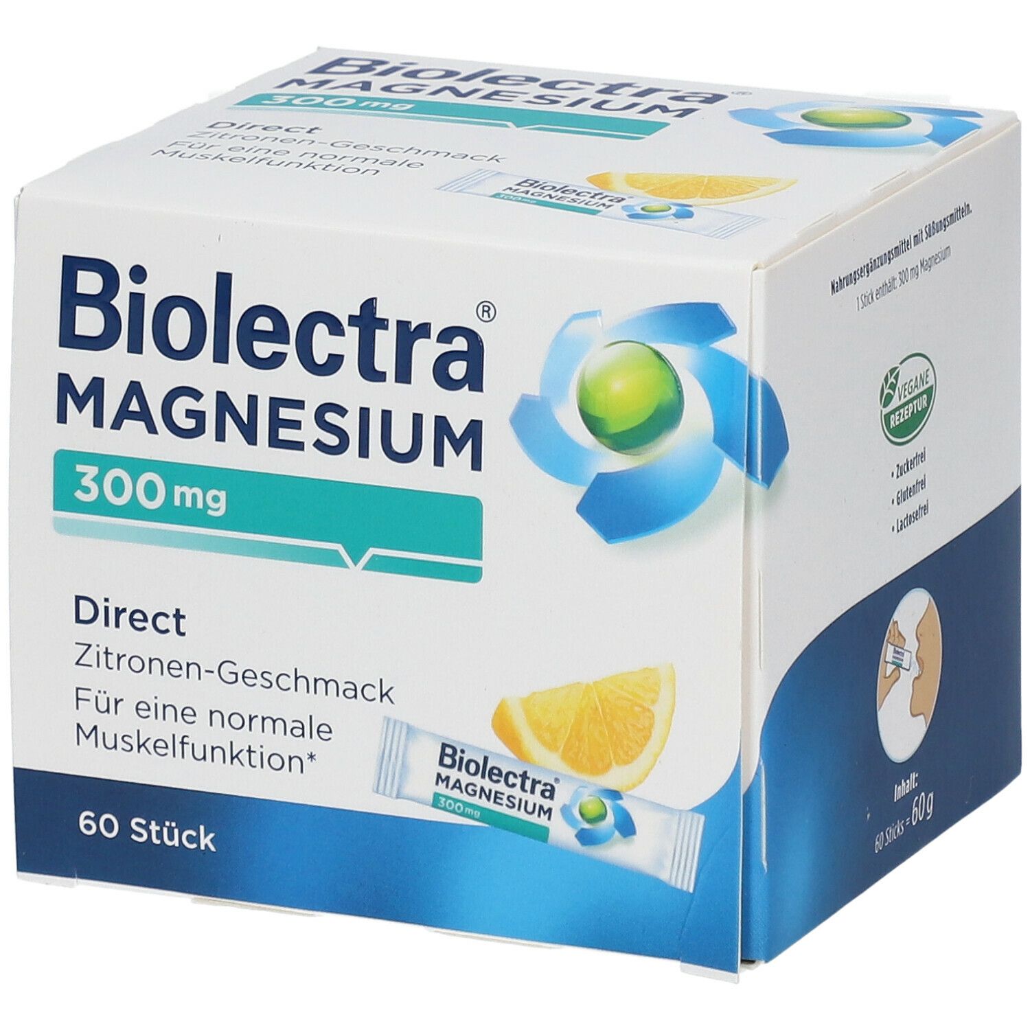 Biolectra Magnesium 300 mg Direct Zitrone Sticks Doppelpack 2x60 St Pellets